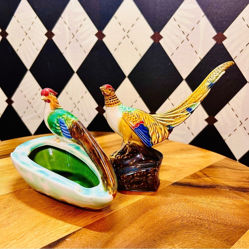 Collectible‎ Birds Pair Ceramic Beswick Pottery Ashtray & Pheasant Figurine - Picture 9 of 9